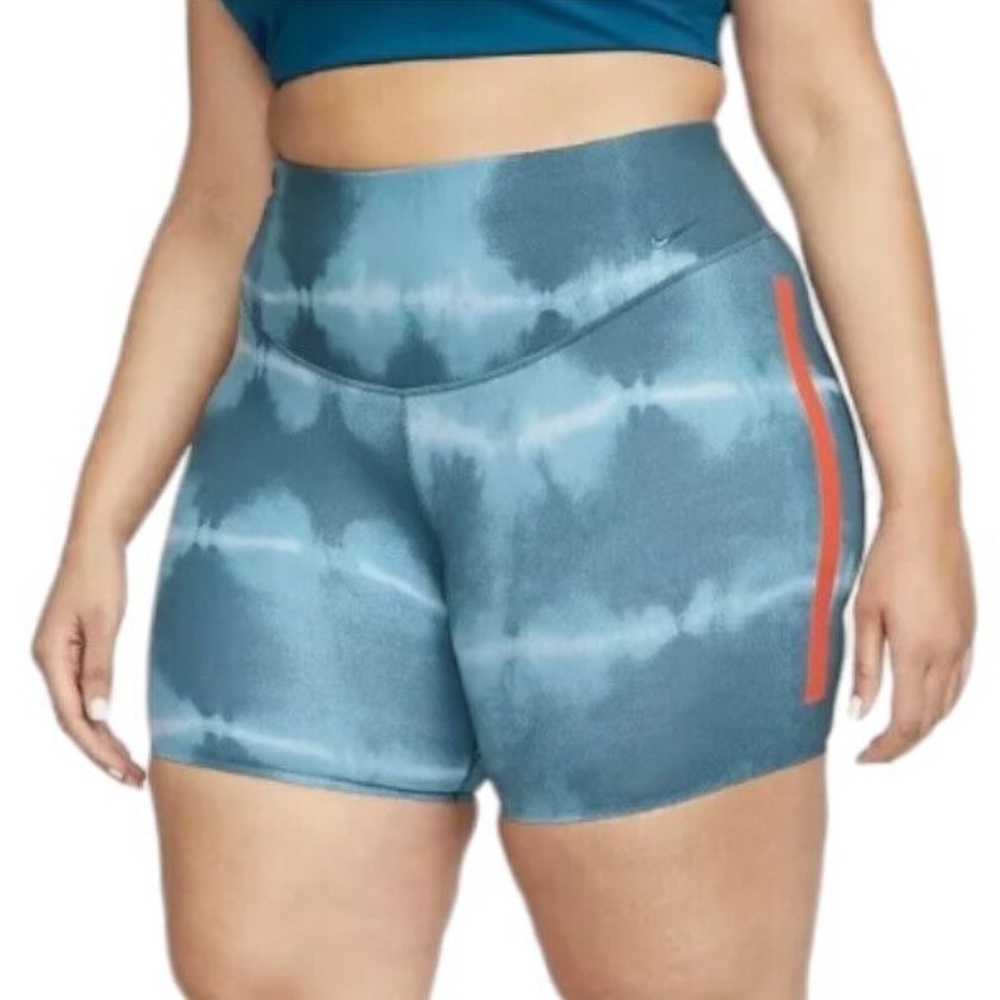 Nike Training Dri-FIT One Luxe 7-Inch Tie-Dye Training Shorts Teal Blue - 2x
